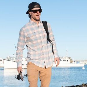 Poncho Outdoors Men's Performance Flannel Madaket Plaid Size Large Slim